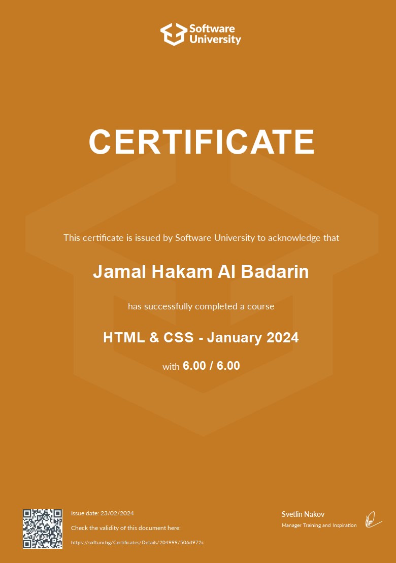 HTML & CSS certificate
